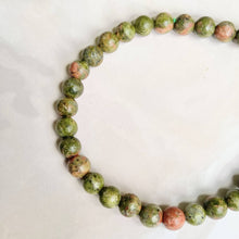 Load image into Gallery viewer, Unakite Bead Bracelet - 6mm | Stone for activating Third Eye Chakra

