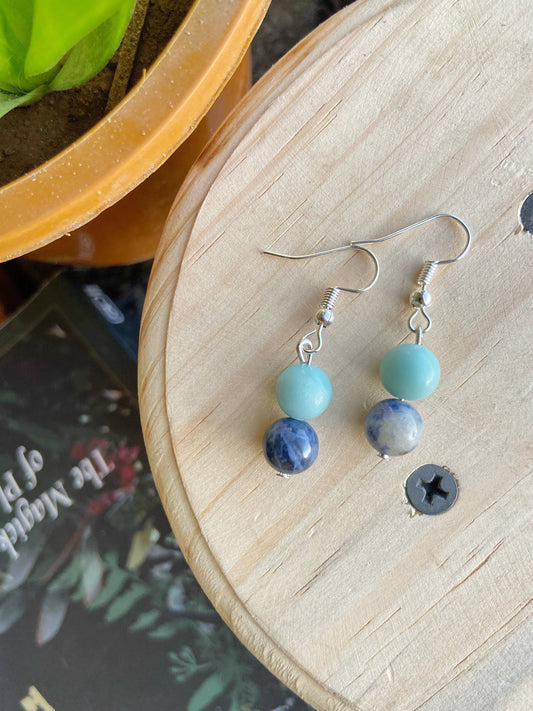 Turquoise + Sodalite Earring | Protection & Intution