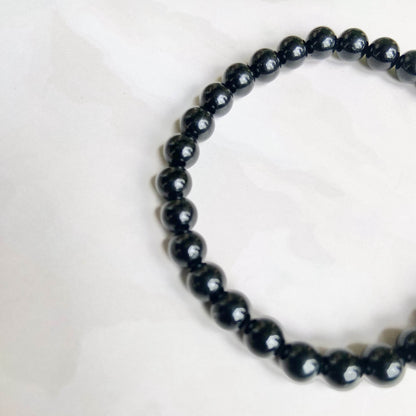 Black Tourmaline Bead Bracelet - 6mm | Stone of Protection