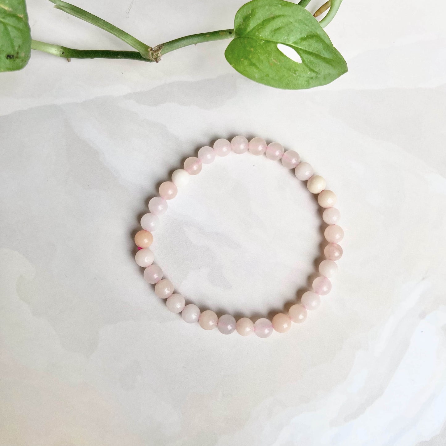 Pink Aventurine Bead Bracelet - 6mm |  Helps ease anxiety and balance heart chakra