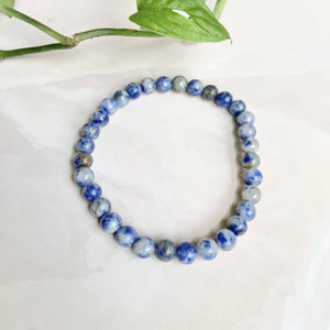 Sodalite bead bracelet - 6mm | Sodalite Heart - Stone for Emotional Balance