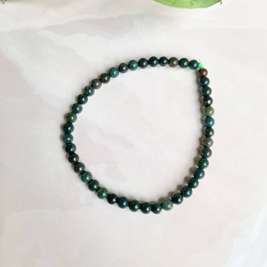 Bloodstone Bead Bracelet - 4mm | Stone for Getting rid of anxiety & depression