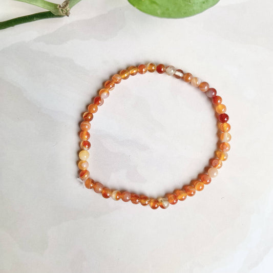 Orange Carnelian Bead Bracelet - 4mm | Opportunities & Courage