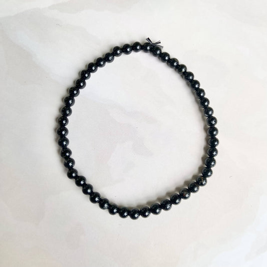 Black Tourmaline Bead Bracelet - 4mm | Stone of Protection