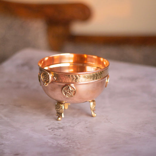 Pentacle carved Copper Offering bowl