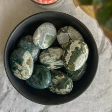 Load image into Gallery viewer, Moss Agate Palm Stone | Promotes wealth and business growth
