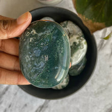 Load image into Gallery viewer, Moss Agate Palm Stone | Promotes wealth and business growth
