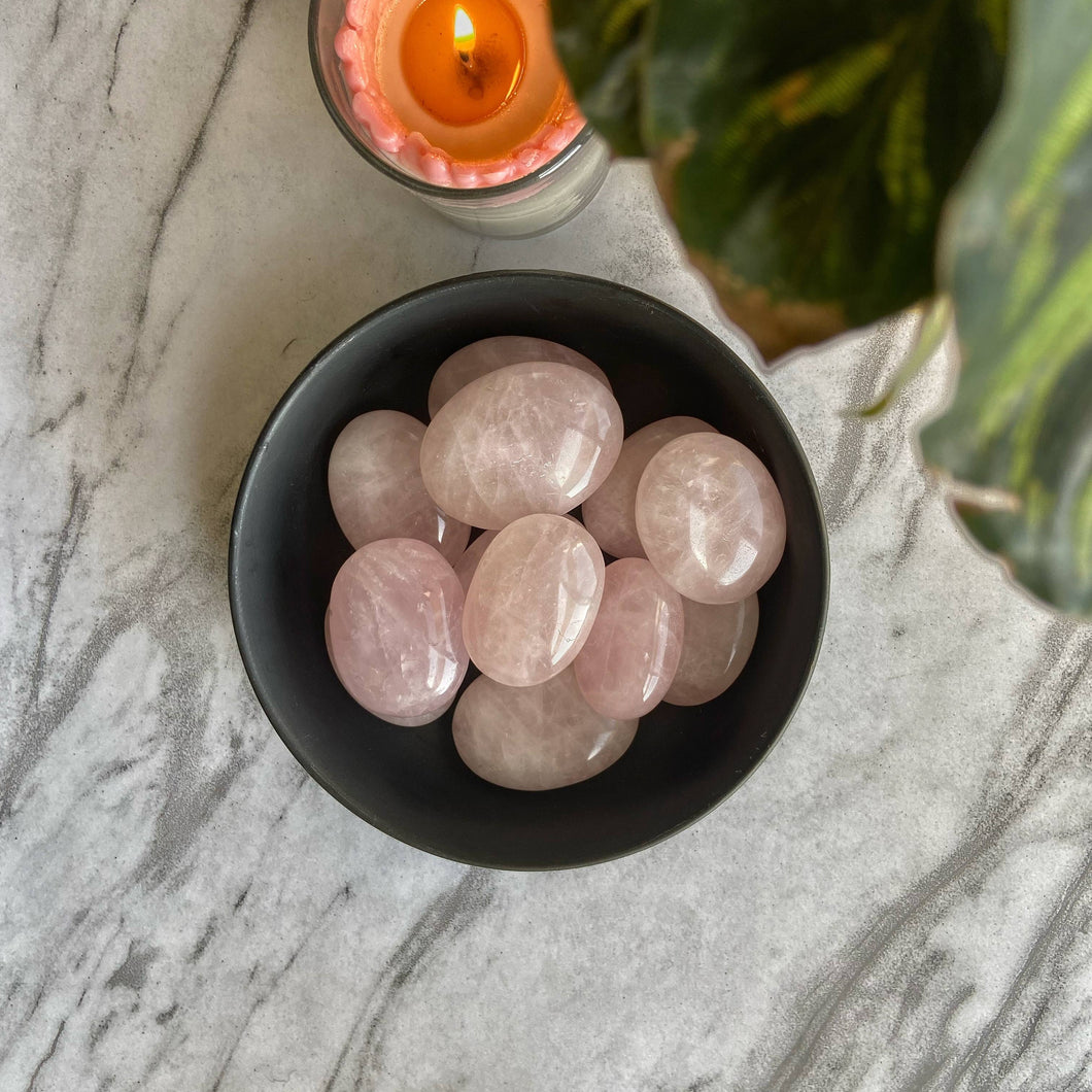 Rose Quartz Palm Stone | Self Love & Confidence
