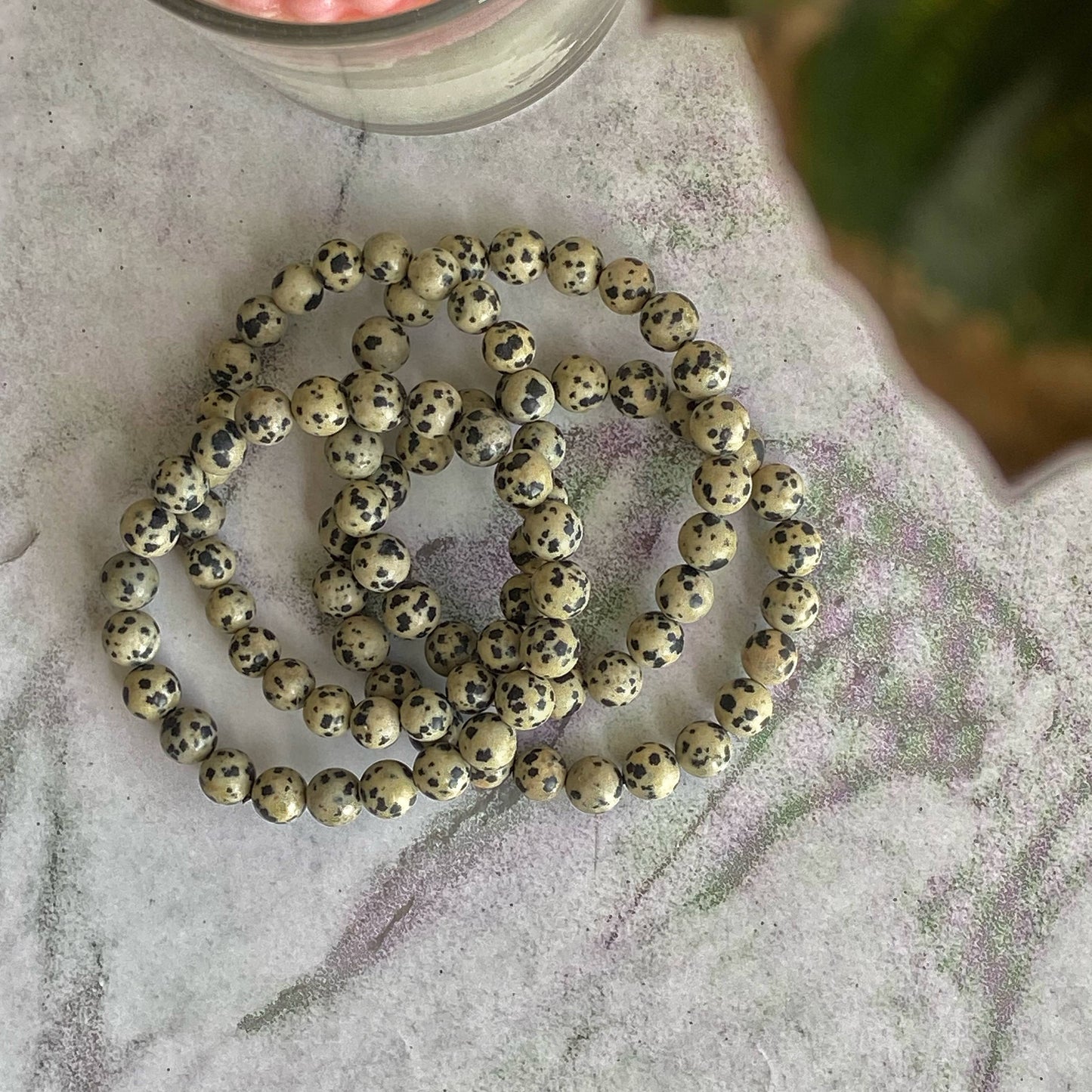 Dalmatian Jasper Bead Bracelet | Promotes Joy & Release Negativit