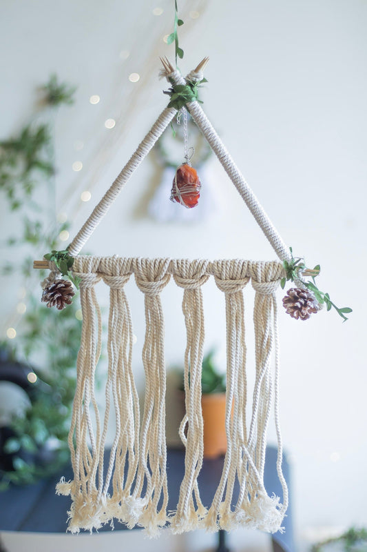 Unique Wall Hanging with Raw Orange Carnelian