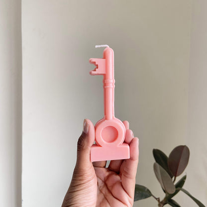 Pink Key Candle
