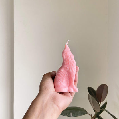 Pink Howling Wolf Candle