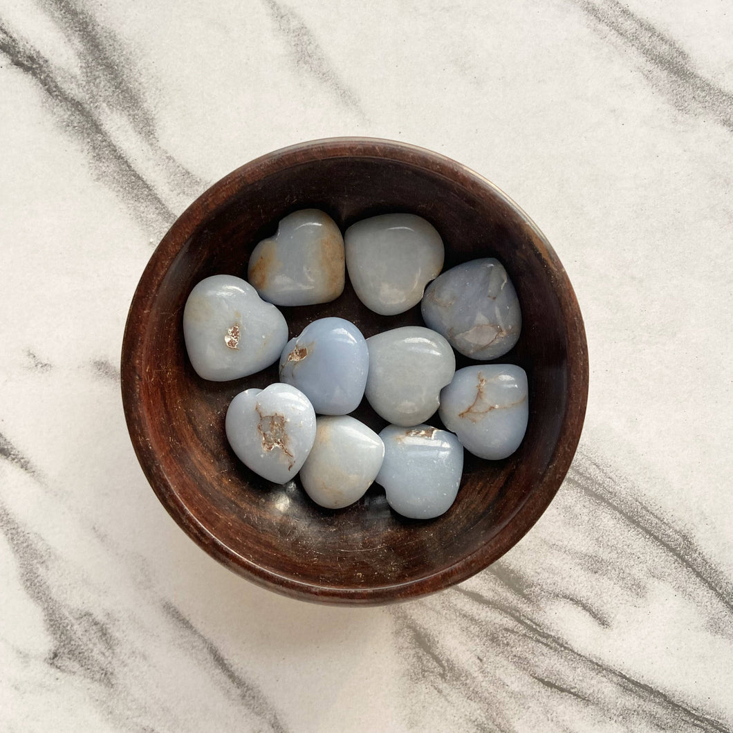 Angelite Mini Hearts |  Stone to Connect with Spirit Guides