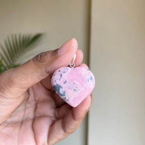 Pink Rhodonite mini Heart Pendant | Attract Love in general & Promotes inner Peace