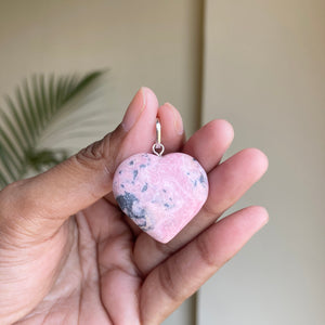 Pink Rhodonite mini Heart Pendant | Attract Love in general & Promotes inner Peace