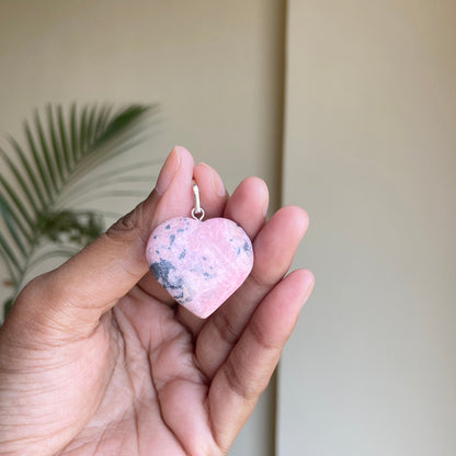 Pink Rhodonite mini Heart Pendant | Attract Love in general & Promotes inner Peace