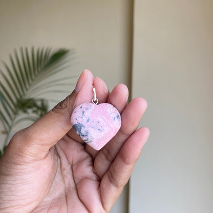 Pink Rhodonite mini Heart Pendant | Attract Love in general & Promotes inner Peace