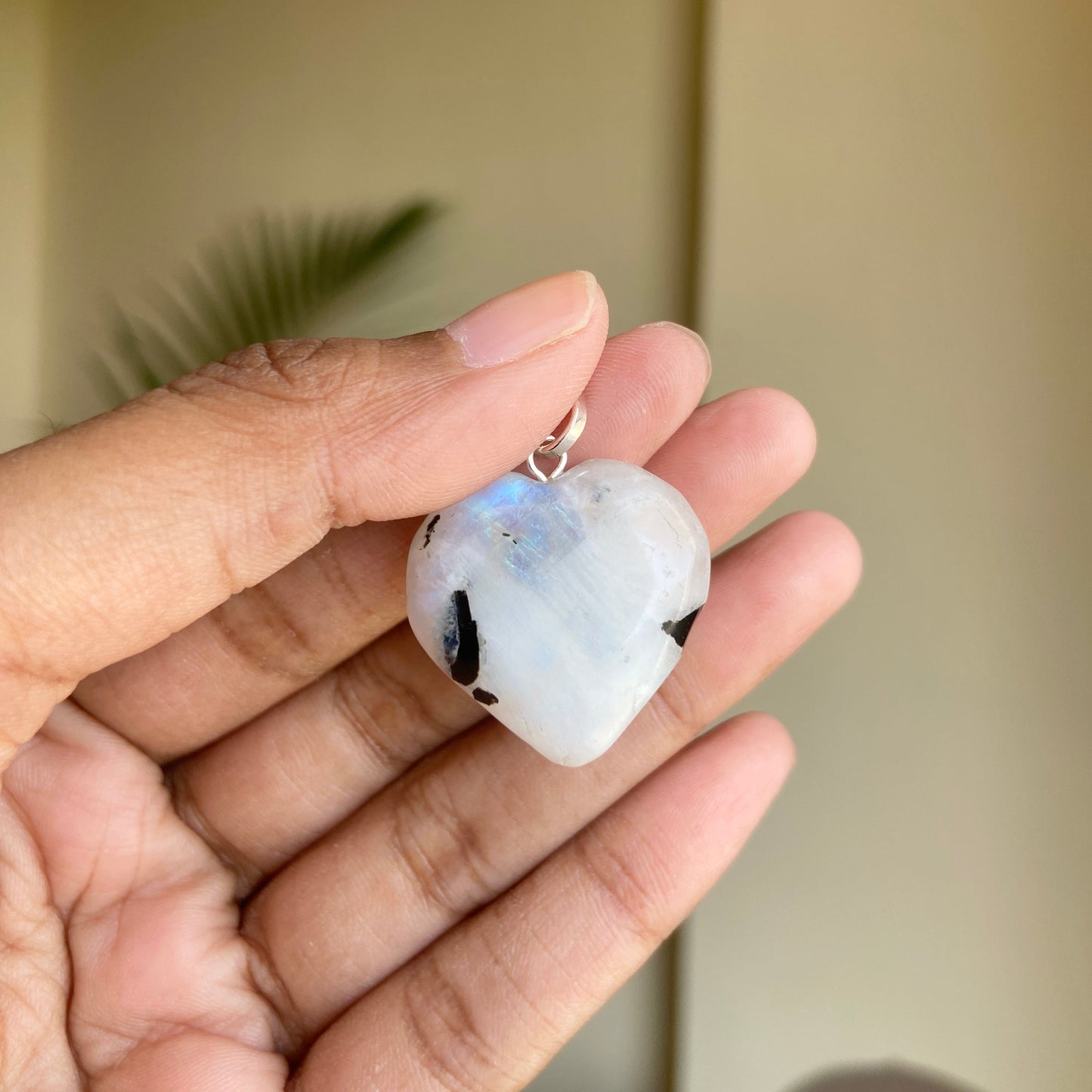 Rainbow Moonstone mini Heart Pendant | Cool downs the emotional stress