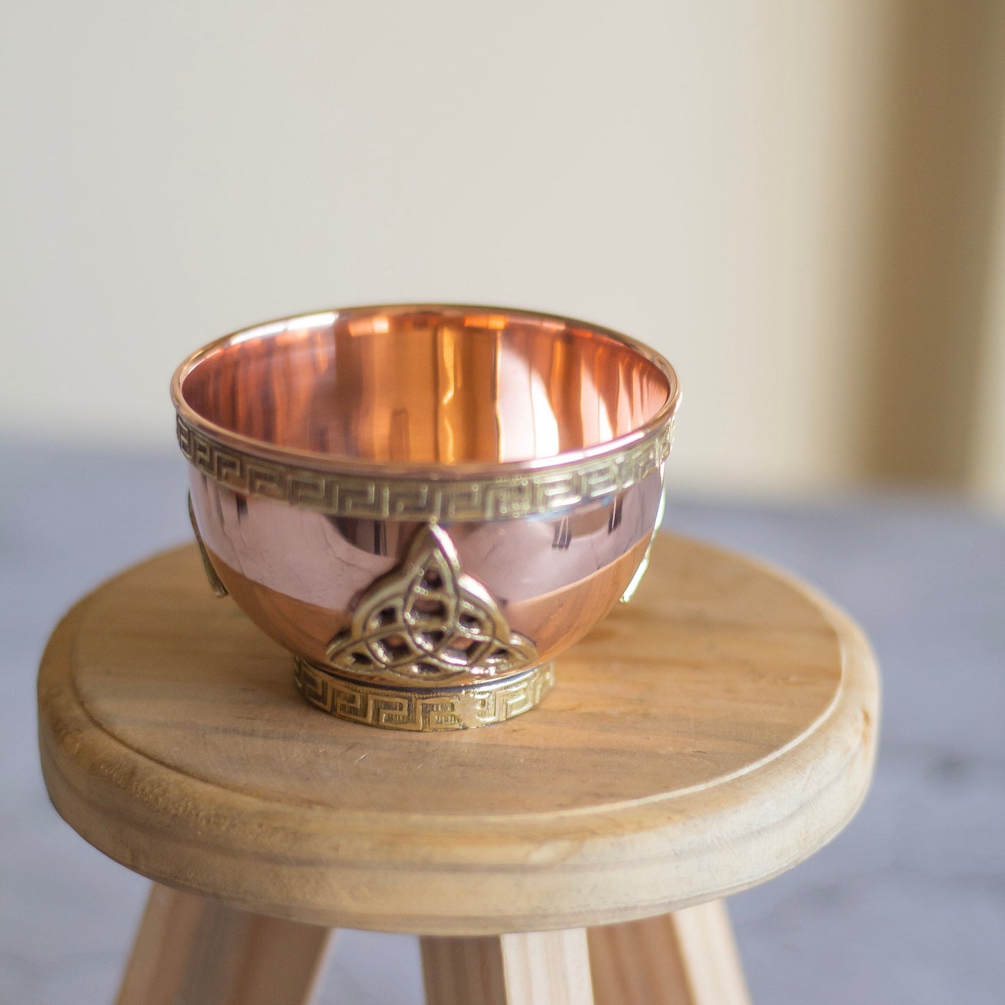Small Triquetra Carved Copper Offering Bowl
