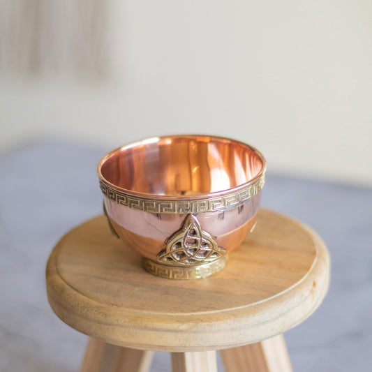 Small Triquetra Carved Copper Offering Bowl