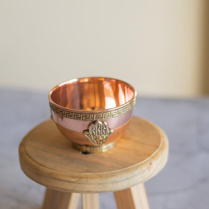 Small Hamsa Carved Copper Offering Bowl