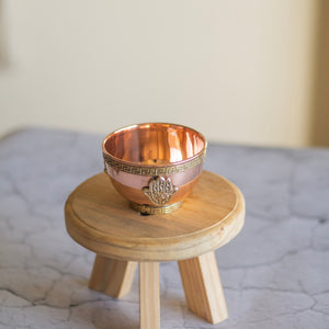 Small Hamsa Carved Copper Offering Bowl