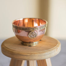 Load image into Gallery viewer, Small Pentacle Copper Offering Bowl
