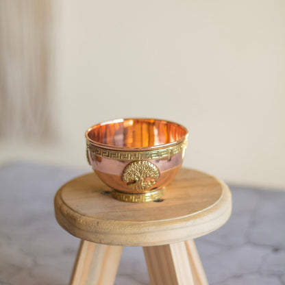 Small Tree of Life carved copper offering bowl