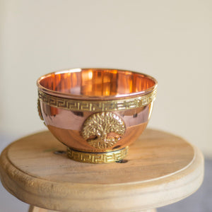 Small Tree of Life carved copper offering bowl