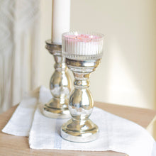 Load image into Gallery viewer, Silver Finish Glass Candle Holder
