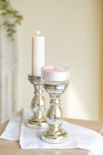 Load image into Gallery viewer, Silver Finish Glass Candle Holder

