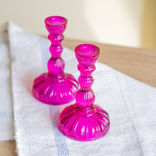 Load image into Gallery viewer, Pink Vintage Style Glass Candle Holder
