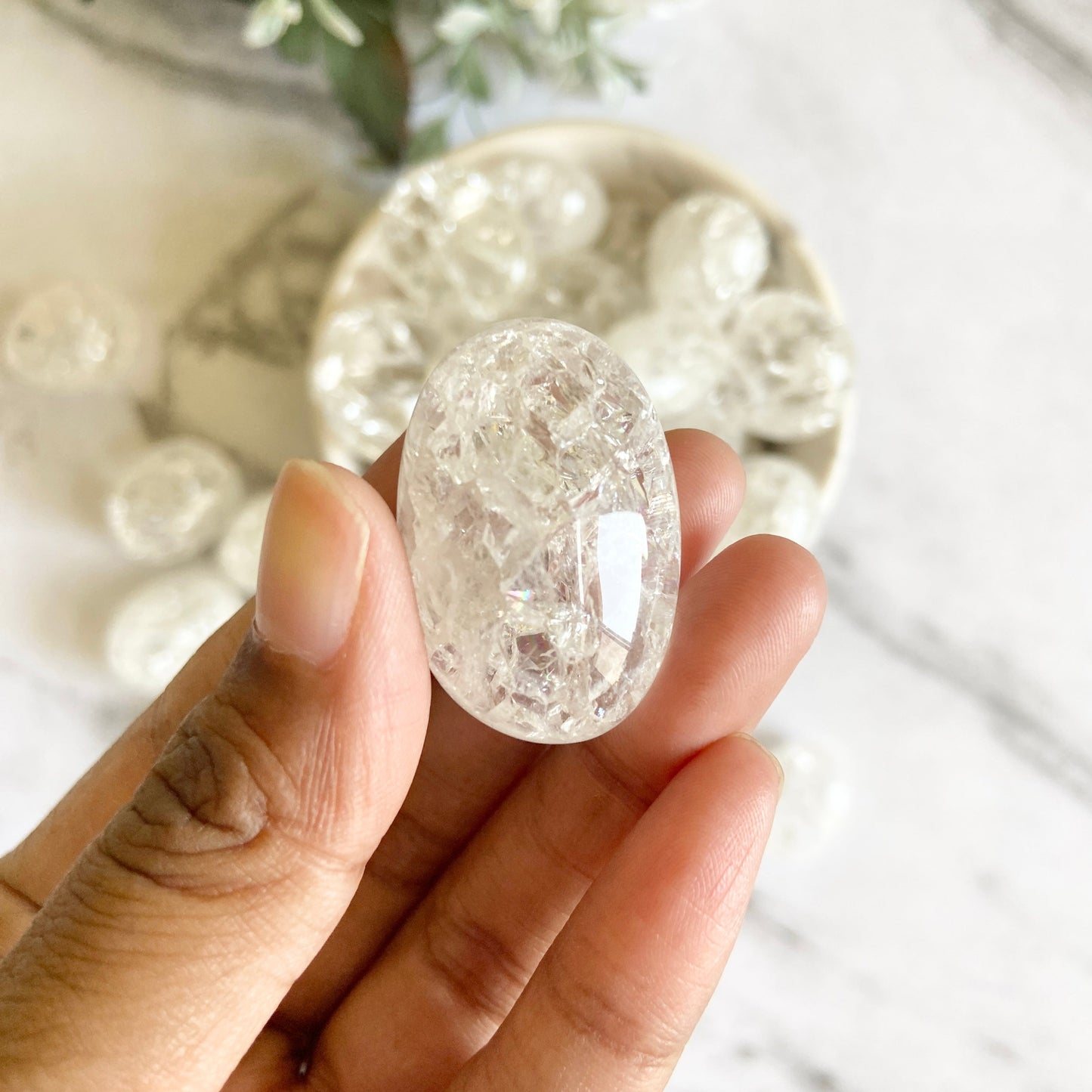 Clear Crackle Quartz Tumble Stone