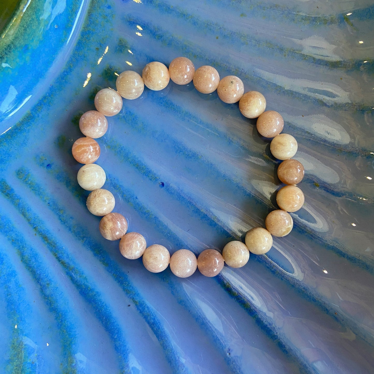 Peach Moonstone Bead Bracelet