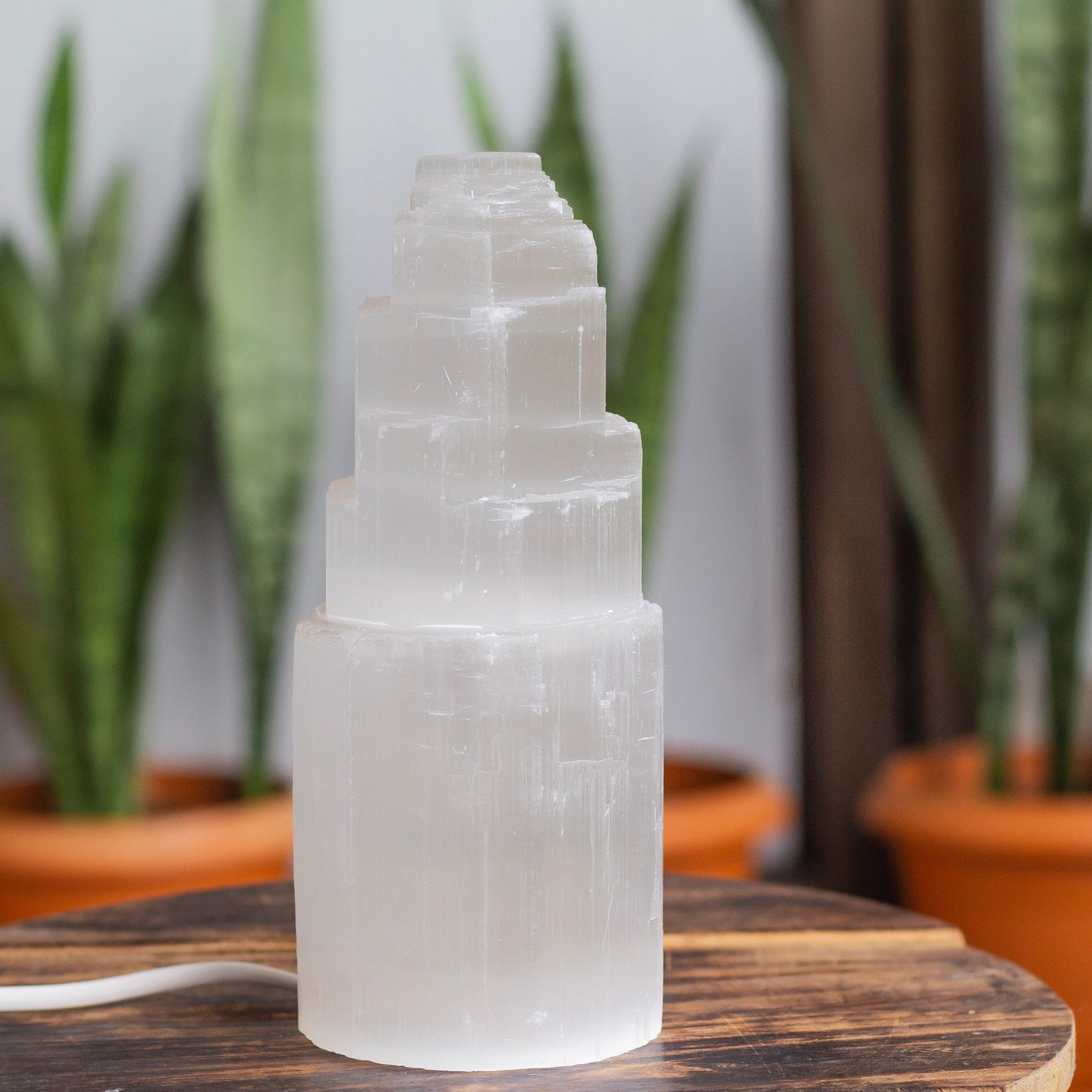 Selenite Tower white light Lamp | 20 Cm | Large Size