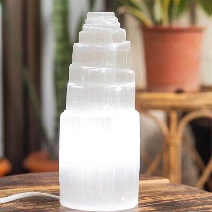 Selenite Tower white light Lamp | 20 Cm | Large Size