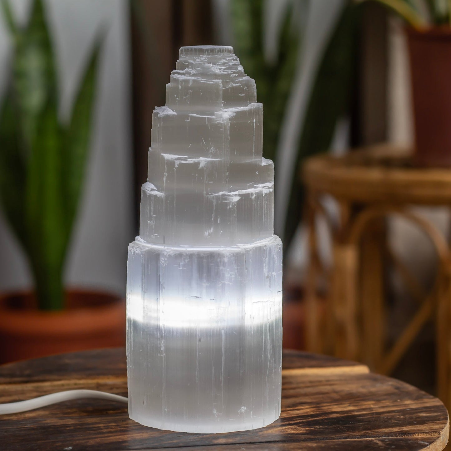 Selenite Tower white light Lamp | 20 Cm | Large Size