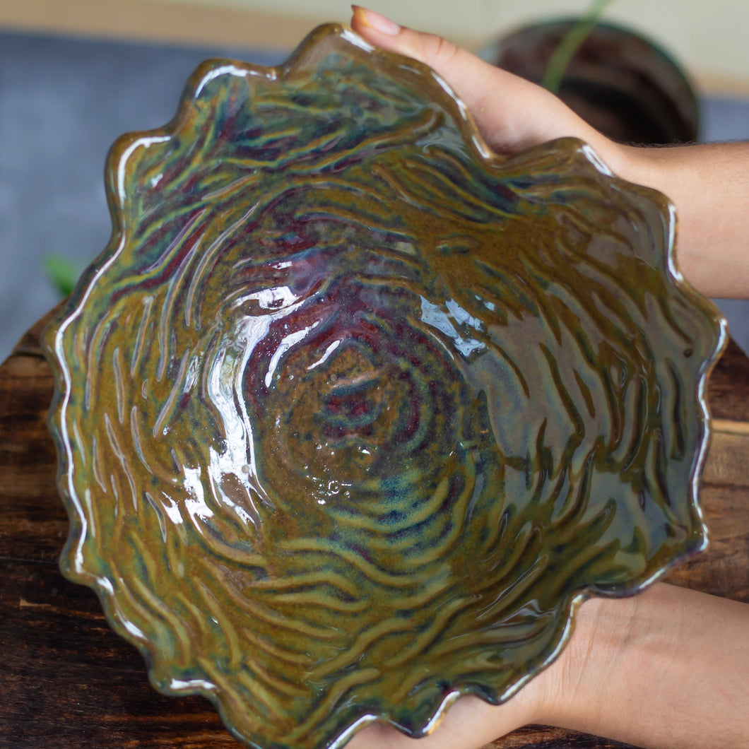 Green Ceramic Glazed Decorative Bowl