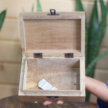Small Pentalce Print wooden box | Crystal,Tarot and curio storage box
