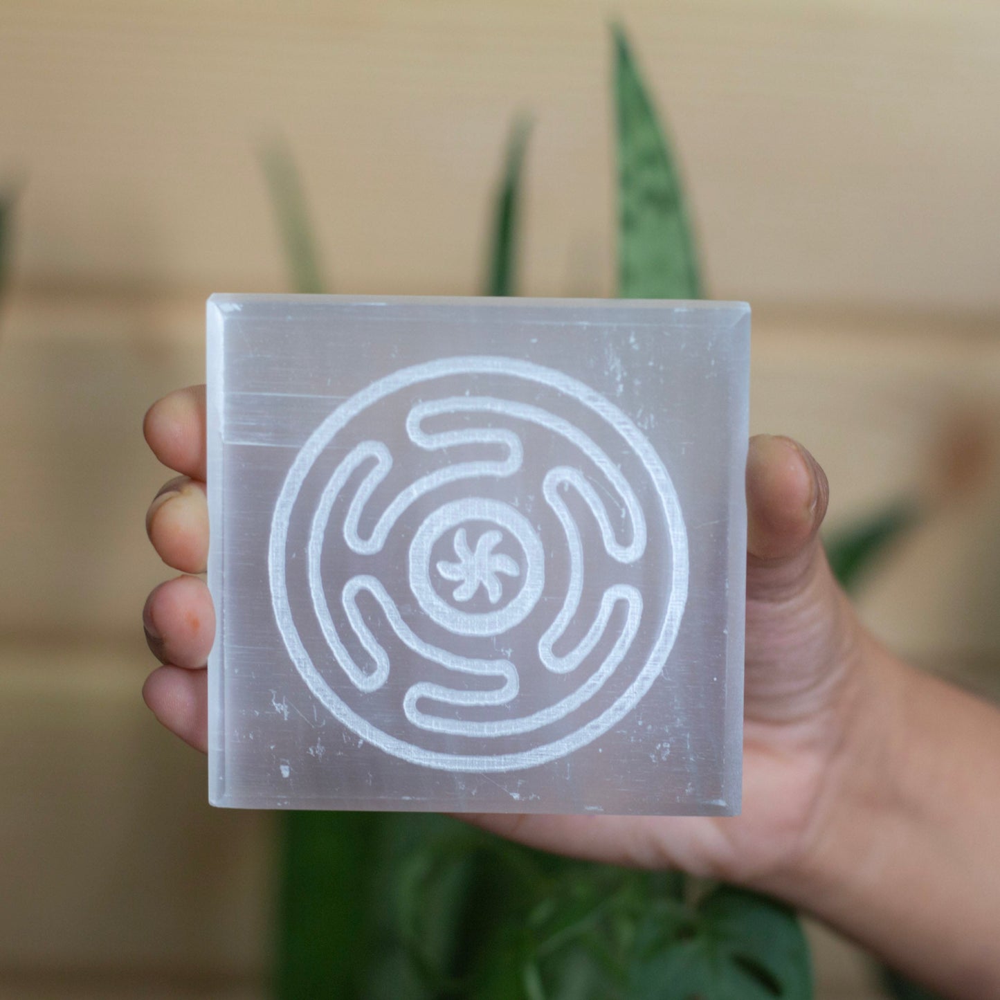 Hecate Circle Carved Selenite Plate