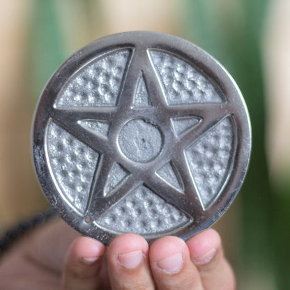 Pentacle Carved Altar Tile cum Incense stick Holder