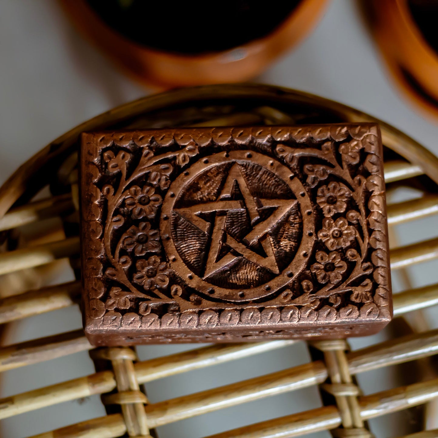 Pentacle Carved wooden Box