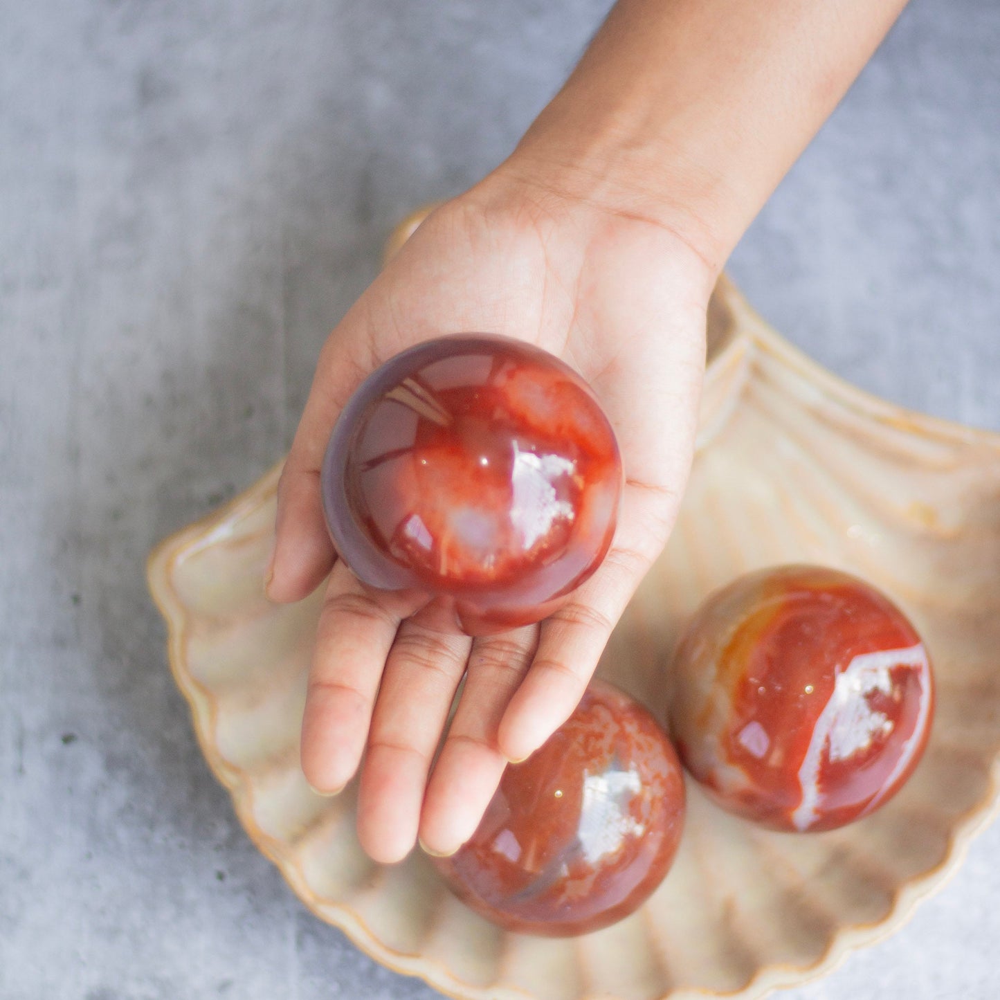 Large Size Red Agate Spheres | Grounding & Stability