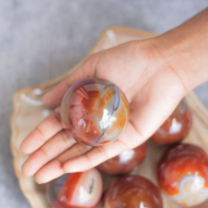 Medium Size Red Agate Sphere | Grounding & Stability