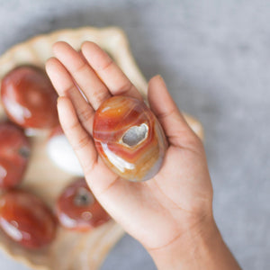 Red Agate with little druzy Palm Stone | Grounding & Stability