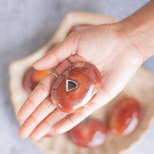 Load image into Gallery viewer, Red Agate with little druzy Palm Stone | Grounding &amp; Stability
