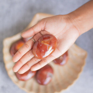 Red Agate Palm Stone | Grounding & Stability Regular