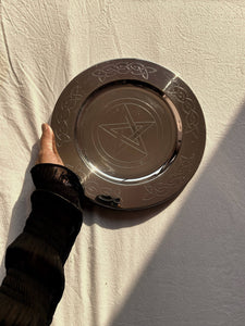 Pentacle Carved SS Offering Plate