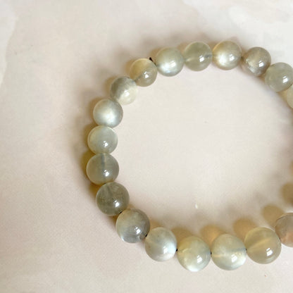 Black Moonstone Bead Bracelet | Grounding & Protection