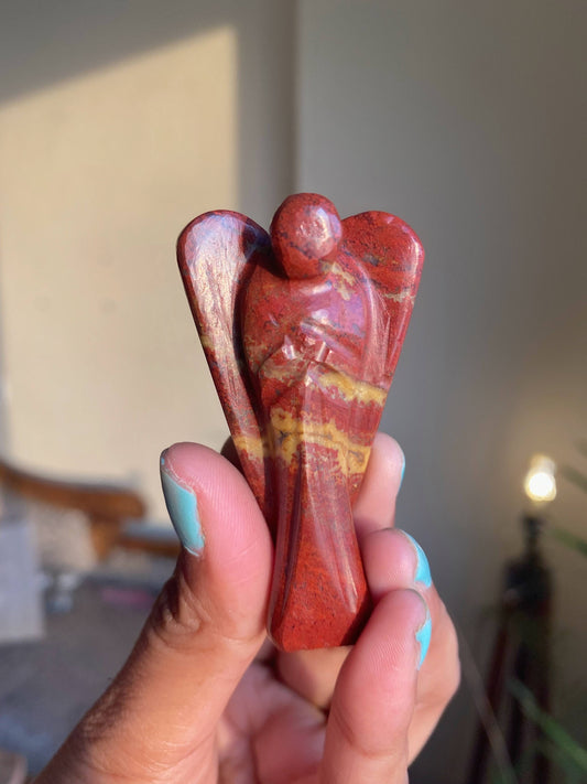 Red Jasper Angel Carving